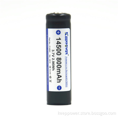 KeepPower 3.7V 800mAh 14500 li-ion battery protected P1450C for flashlight
